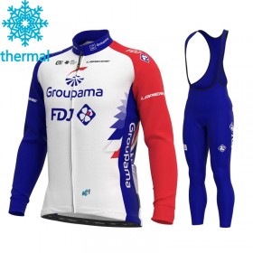Completo Maglia ML + Pantaloncino con bretelle ML 2021 Groupama-FDJ Winter Invernale N001